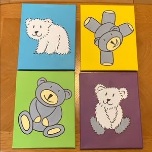 Handmade bear canvas paintings